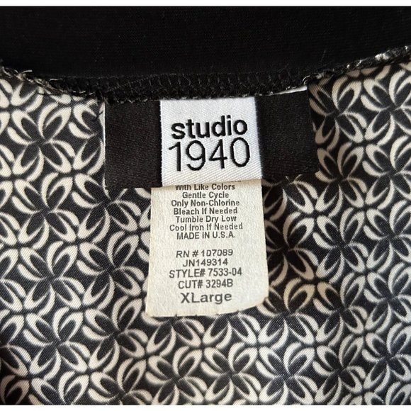 Studio 1940 Black and White Top Blouse Size XL - Picture 4 of 8